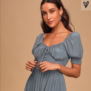 Lulus Good Side Denim Blue Bustier dress